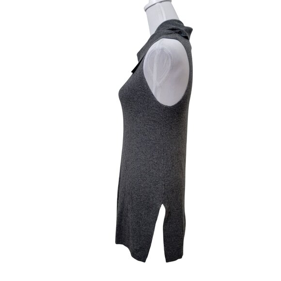 Bobeau Size S Gray Sleeveless Knit Asymmetrical Cowl Neck Split Hem Tunic - Picture 3 of 12